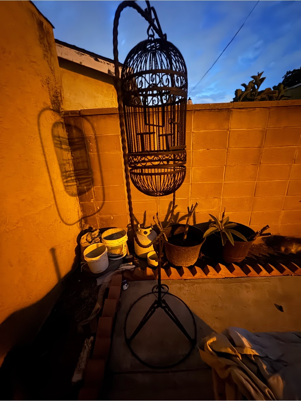 Decorative Hanging Birdcage Stand in Black